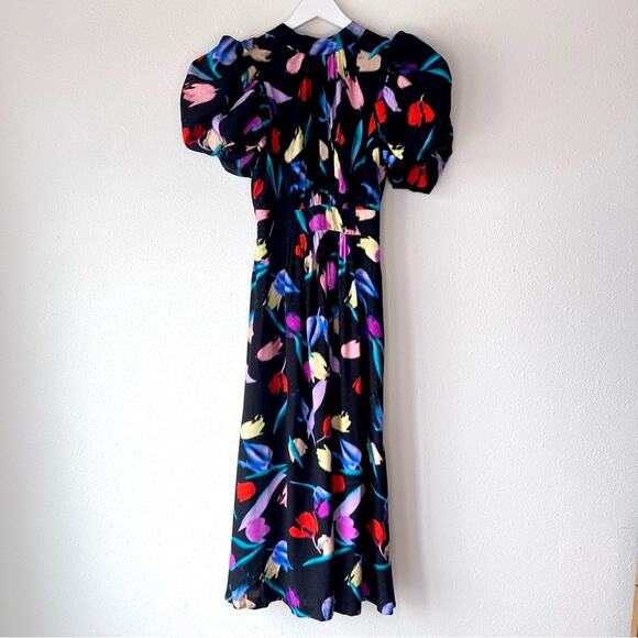 ROTATE BIRGER CHRISTENSEN Noon Floral Print Midi Dress XS Size 2 NWT - Picture 4 of 12